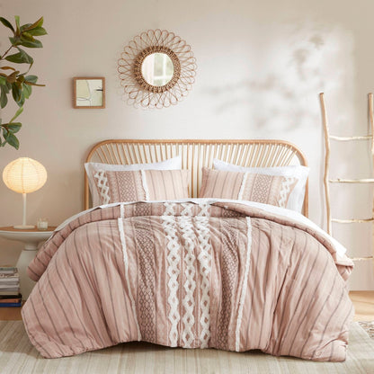 Parure de lit Imani en coton imprimé avec chenille INK+IVY