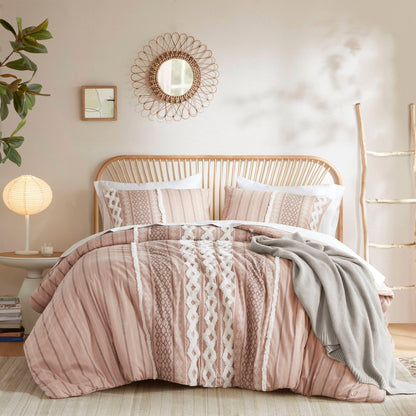 Parure de lit Imani en coton imprimé avec chenille INK+IVY