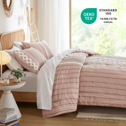 Parure de lit Imani en coton imprimé avec chenille INK+IVY