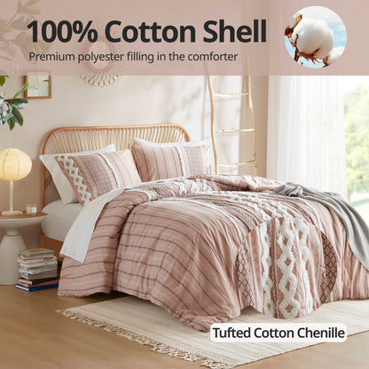 Parure de lit Imani en coton imprimé avec chenille INK+IVY