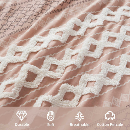 Parure de lit Imani en coton imprimé avec chenille INK+IVY