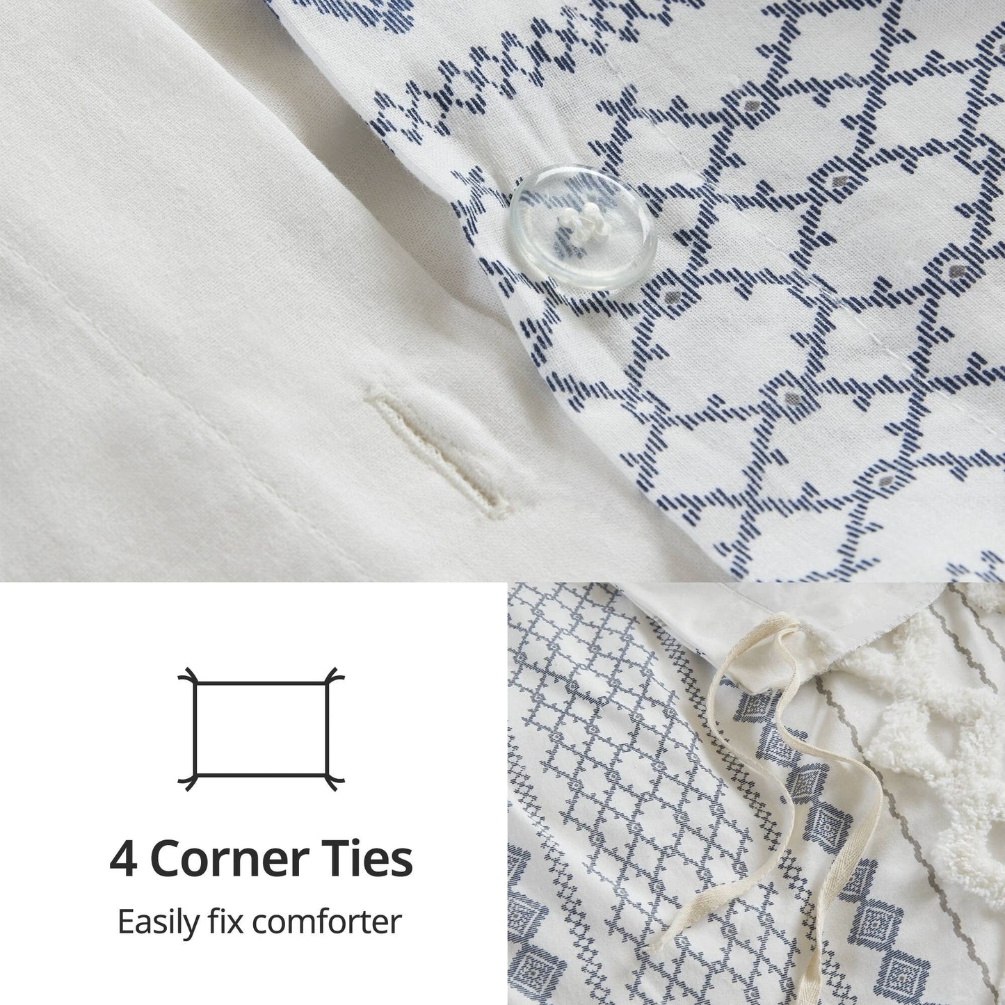 Parure de lit Imani en coton imprimé avec chenille INK+IVY