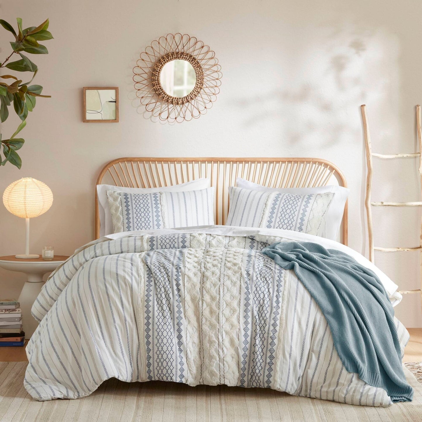 Parure de lit Imani en coton imprimé avec chenille INK+IVY