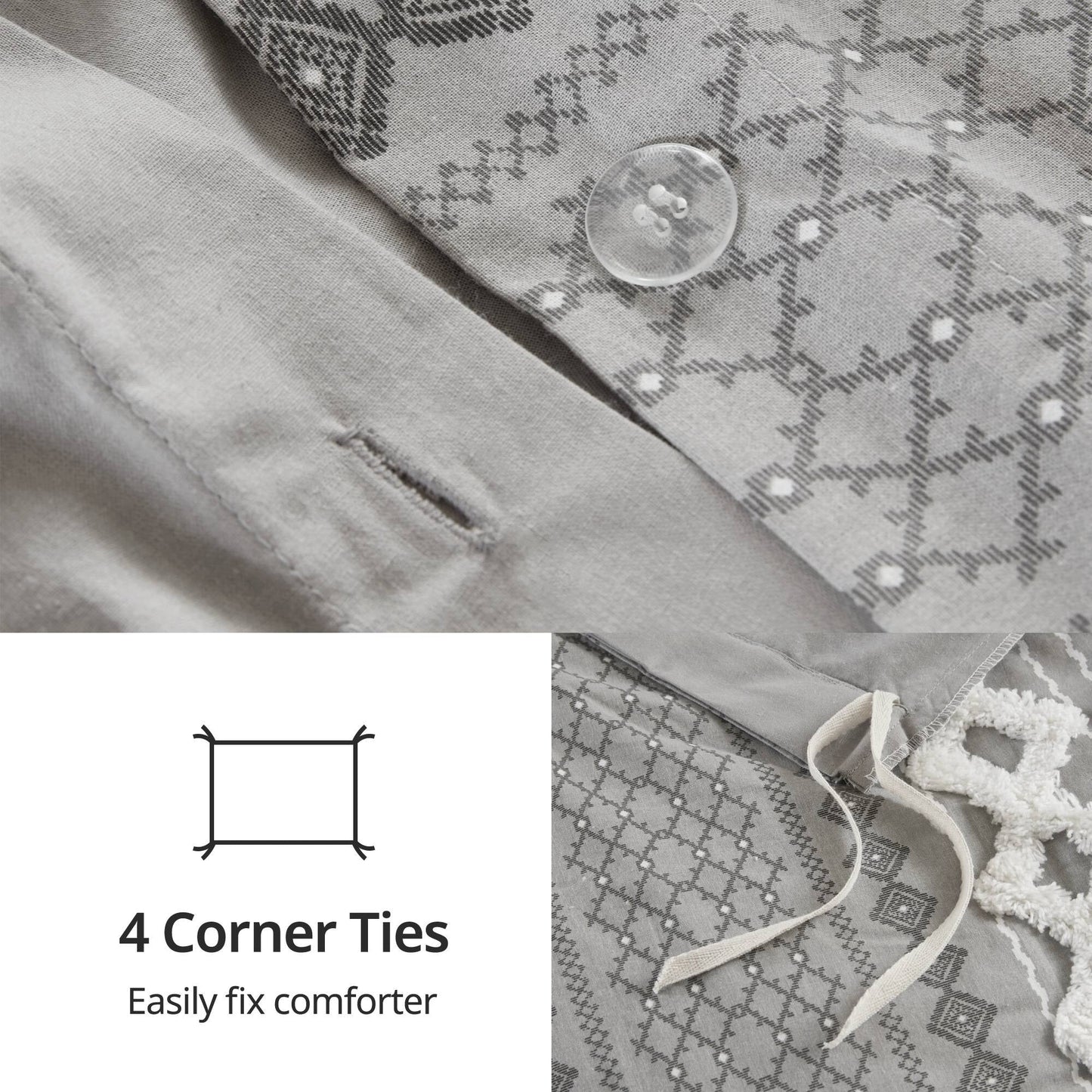 Parure de lit Imani en coton imprimé avec chenille INK+IVY