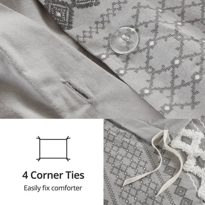 Parure de lit Imani en coton imprimé avec chenille INK+IVY