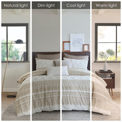 Parure de lit 3 pièces en coton avec capitonnage chenille INK+IVY Mila