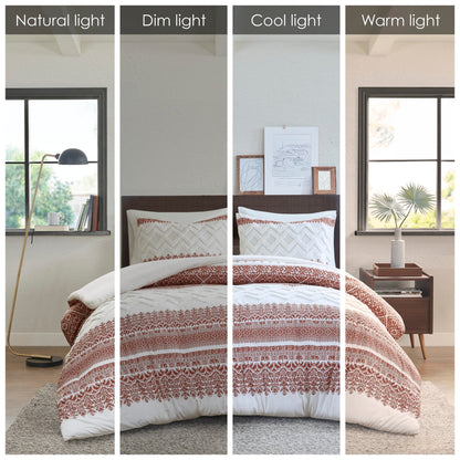 Parure de lit 3 pièces en coton avec capitonnage chenille INK+IVY Mila