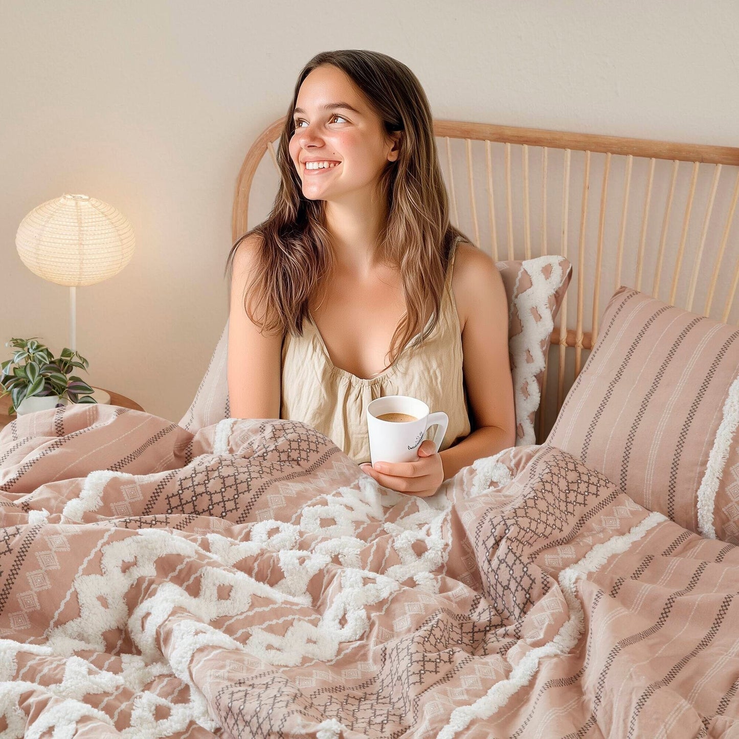 Parure de lit Imani en coton imprimé avec chenille INK+IVY