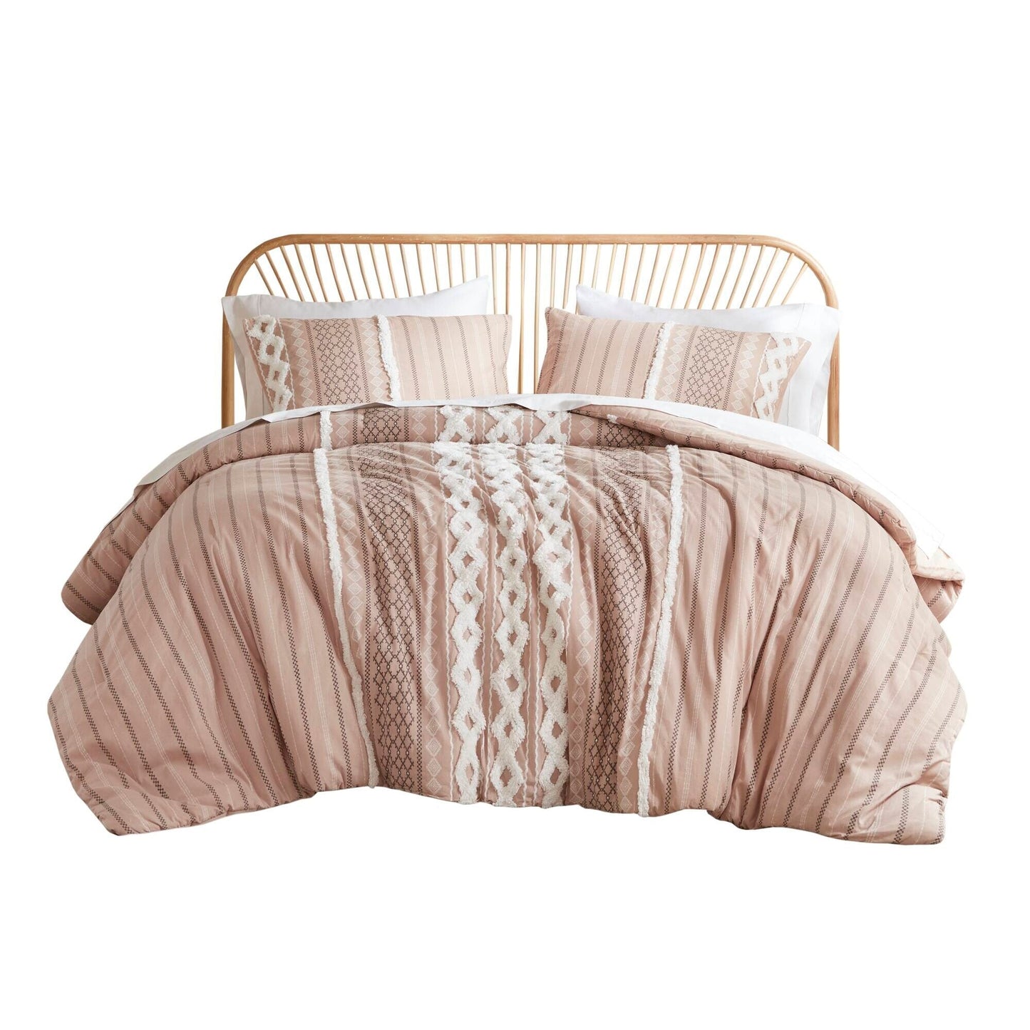 Parure de lit Imani en coton imprimé avec chenille INK+IVY