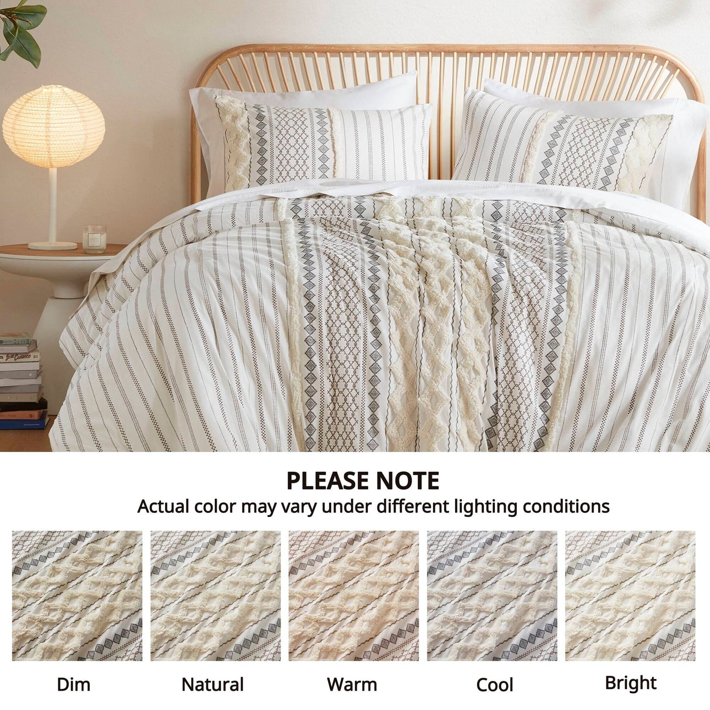 Parure de lit Imani en coton imprimé avec chenille INK+IVY