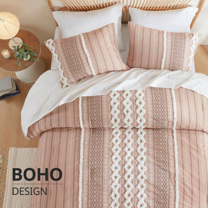 Parure de lit Imani en coton imprimé avec chenille INK+IVY