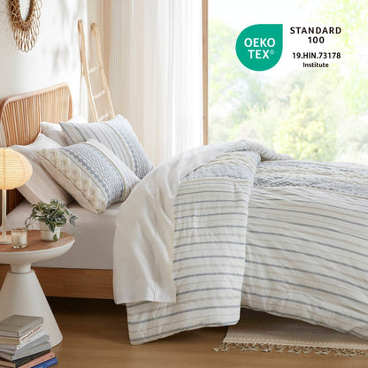 Parure de lit Imani en coton imprimé avec chenille INK+IVY