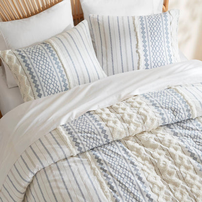 Parure de lit Imani en coton imprimé avec chenille INK+IVY