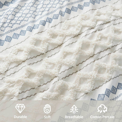 Parure de lit Imani en coton imprimé avec chenille INK+IVY