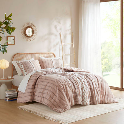 Parure de lit Imani en coton imprimé avec chenille INK+IVY