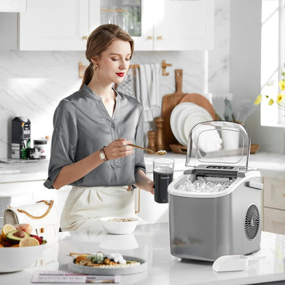 Machine à glaçons de comptoir, machine à glaçons portable avec poignée, machine à glaçons autonettoyante, pour la maison, le bureau et la cuisine