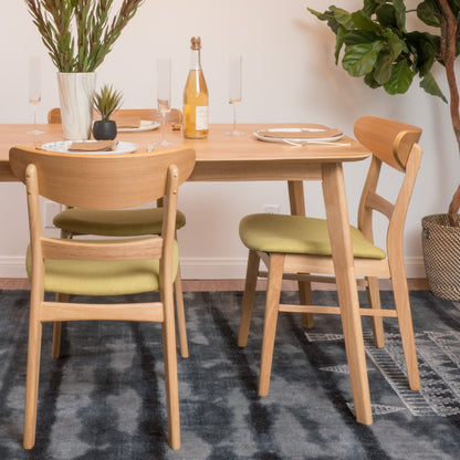 Chaise de salle à manger Abrielle en bois d'hévéa rembourrée, style milieu de siècle, par Christopher Knight Home (lot de 2)