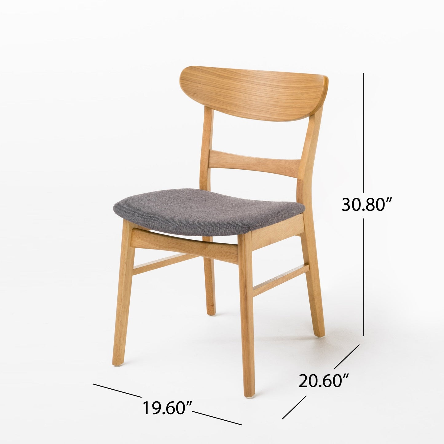 Chaise de salle à manger Abrielle en bois d'hévéa rembourrée, style milieu de siècle, par Christopher Knight Home (lot de 2)