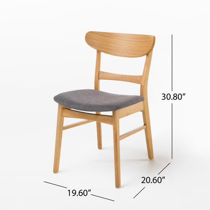 Chaise de salle à manger Abrielle en bois d'hévéa rembourrée, style milieu de siècle, par Christopher Knight Home (lot de 2)