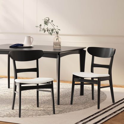 Chaise de salle à manger Abrielle en bois d'hévéa rembourrée, style milieu de siècle, par Christopher Knight Home (lot de 2)