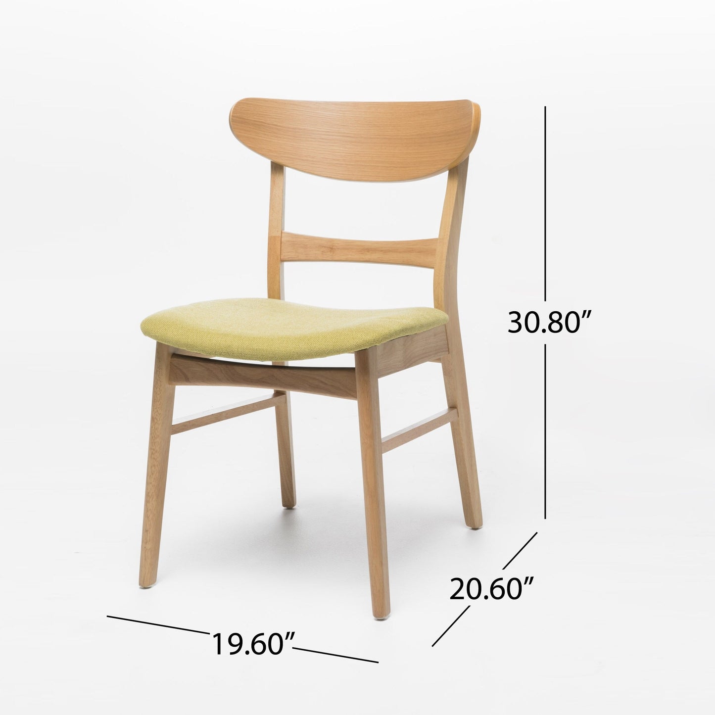 Chaise de salle à manger Abrielle en bois d'hévéa rembourrée, style milieu de siècle, par Christopher Knight Home (lot de 2)