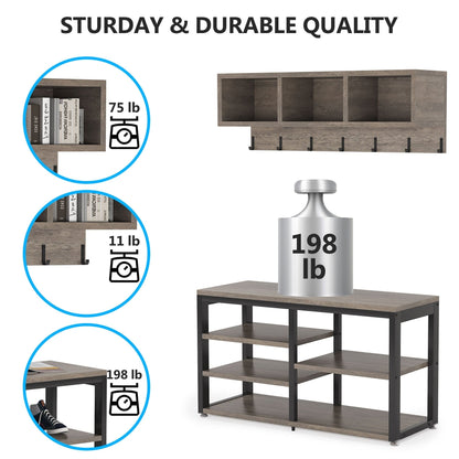 Ensemble de porte-manteaux et bancs à chaussures pour entrée, porte-manteaux et porte-chaussures industriel