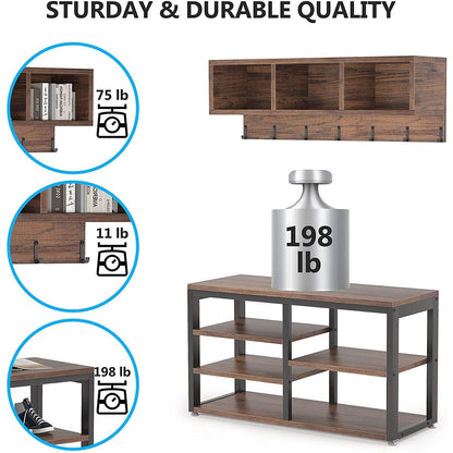 Ensemble de porte-manteaux et bancs à chaussures pour entrée, porte-manteaux et porte-chaussures industriel