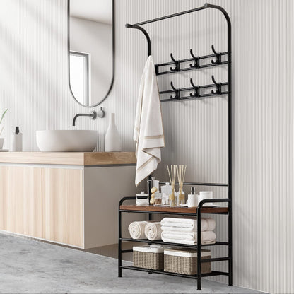 Portemanteau d'entrée industriel avec banc à chaussures 3 en 1 fonctionnel