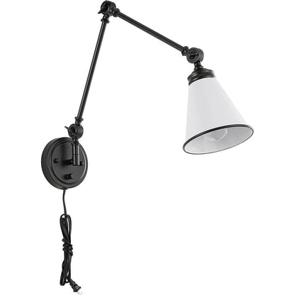 Applique murale industrielle à bras pivotant WINGBO avec abat-jour en métal, paquet de 2...
