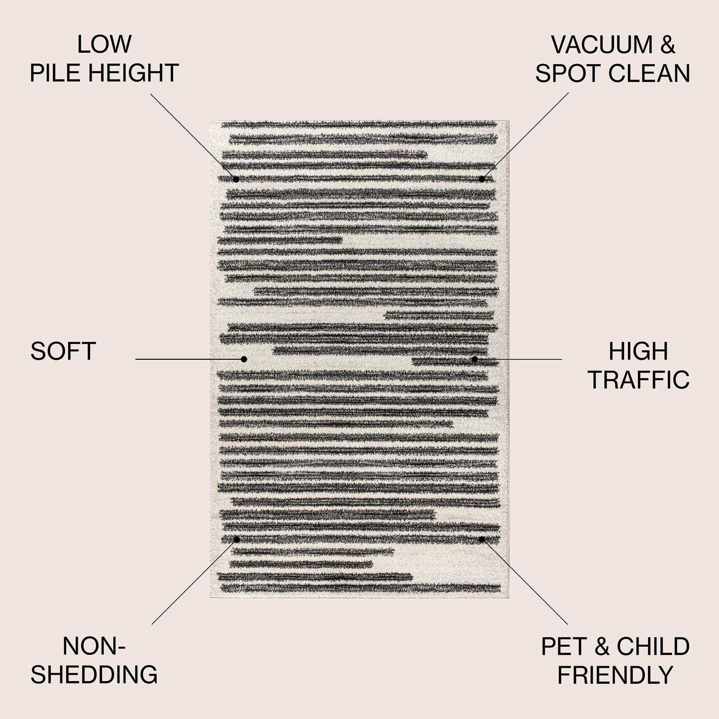 JONATHAN Y Tapis moderne à rayures berbères Aksil