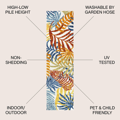 Tapis d'intérieur/extérieur JONATHAN Y Aydin à motifs de feuilles de palmier