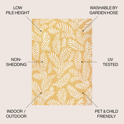 JONATHAN Y Tapis intérieur/extérieur à fronde de palmier Galon