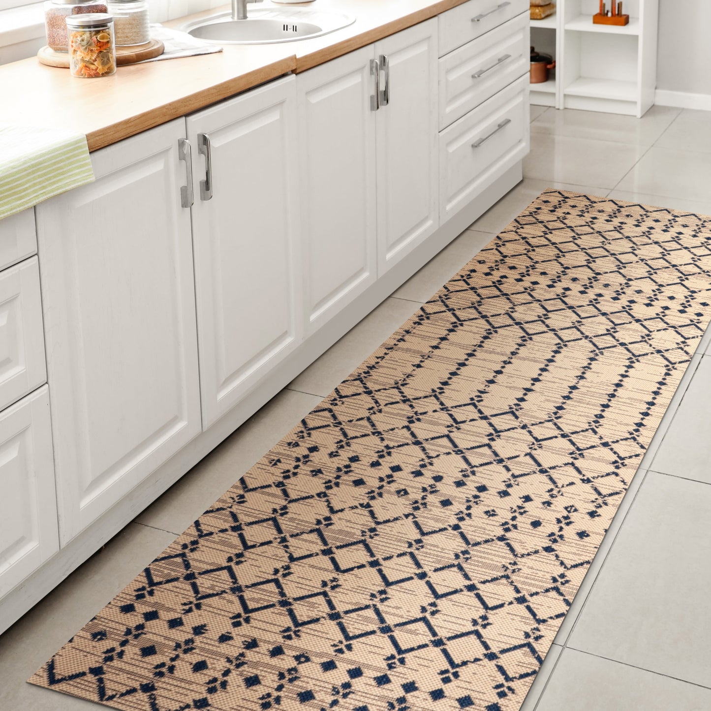 Tapis d'intérieur/extérieur JONATHAN Y Trebol à tissage géométrique texturé marocain