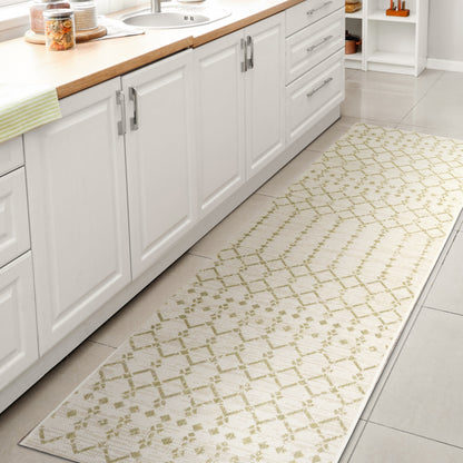 Tapis d'intérieur/extérieur JONATHAN Y Trebol à tissage géométrique texturé marocain