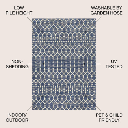 Tapis d'intérieur/extérieur JONATHAN Y Trebol à tissage géométrique texturé marocain