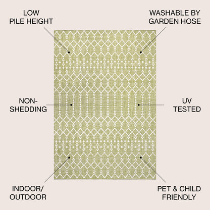 Tapis d'intérieur/extérieur JONATHAN Y Trebol à tissage géométrique texturé marocain