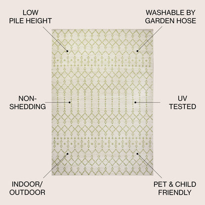 Tapis d'intérieur/extérieur JONATHAN Y Trebol à tissage géométrique texturé marocain