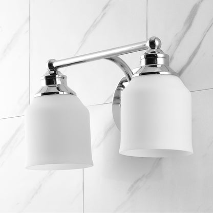 Applique murale à LED Jayne en fer et verre dépoli, style cottage de ferme, par JONATHAN Y