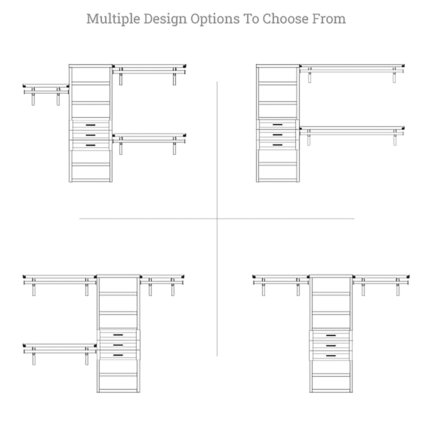 Système de placard en bois massif John Louis Home avec 3 tiroirs blanc