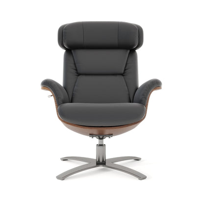 Fauteuil inclinable Jovan 31,5 en bois courbé et cuir véritable