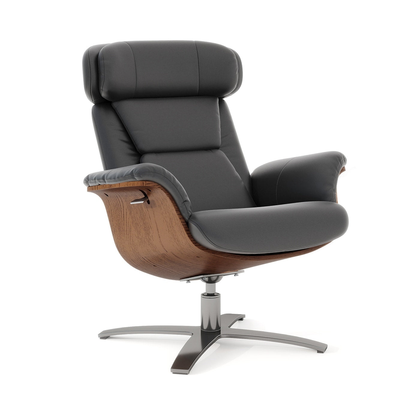 Fauteuil inclinable Jovan 31,5 en bois courbé et cuir véritable