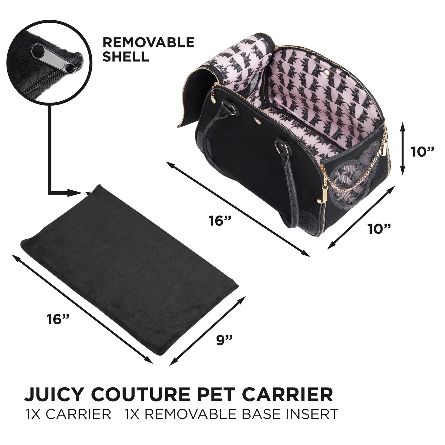 Sac de transport élégant Juicy Couture Give Me Treats pour animaux de compagnie - Sac de voyage