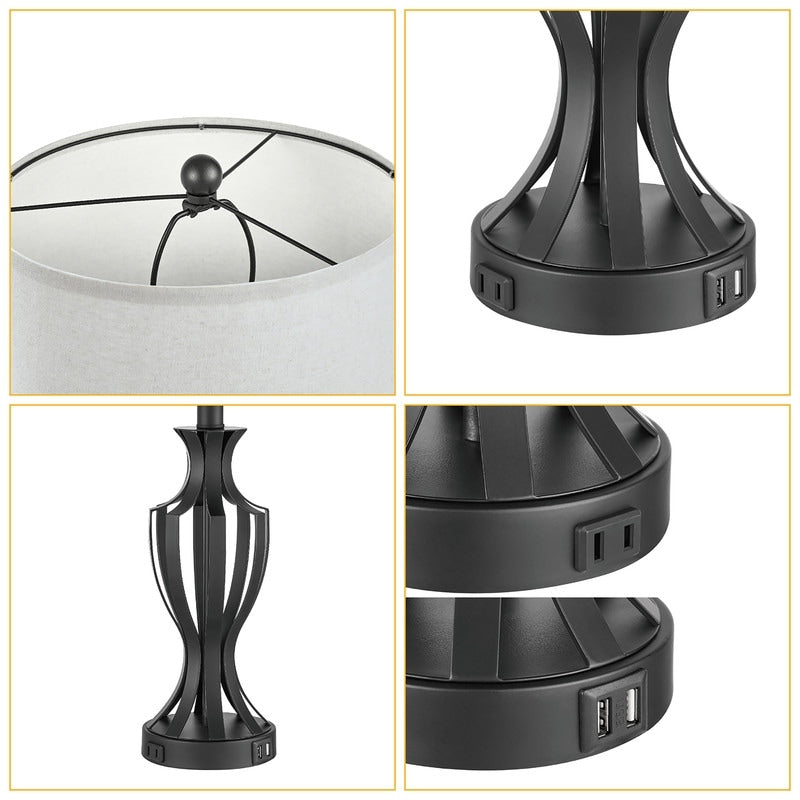 Lampe de table tactile KAWOTI 23 avec ampoules et port USB (lot de 2) – L12 x H23,25