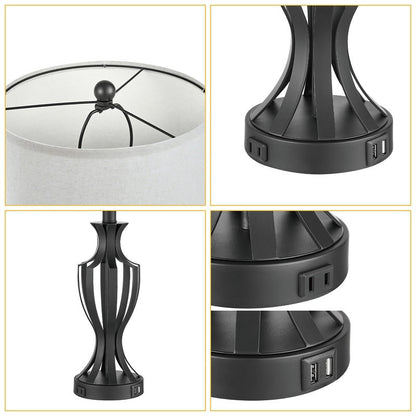 Lampe de table tactile KAWOTI 23 avec ampoules et port USB (lot de 2) – L12 x H23,25