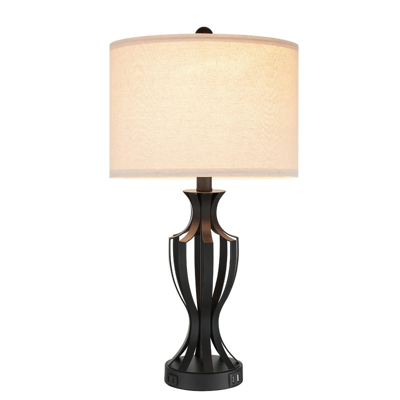 Lampe de table tactile KAWOTI 23 avec ampoules et port USB (lot de 2) – L12 x H23,25