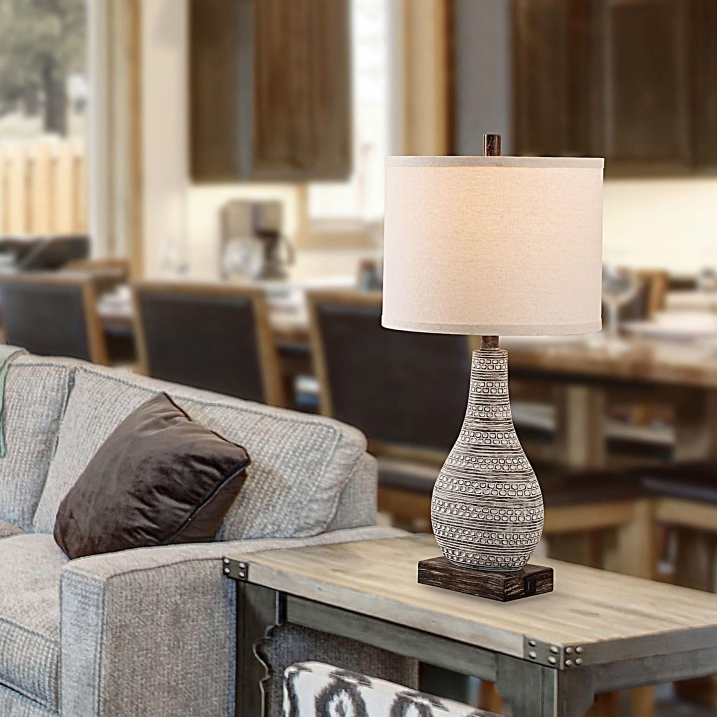 Ensemble de lampes de table à commande tactile KAWOTI avec ports USB (lot de 2)