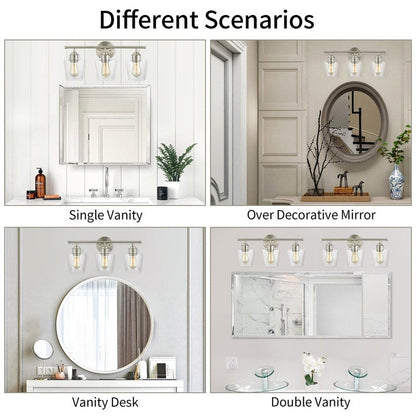 Applique de salle de bain KAWOTI à 3 lampes à intensité variable avec abat-jour en verre - L22 x l7 x H10,5