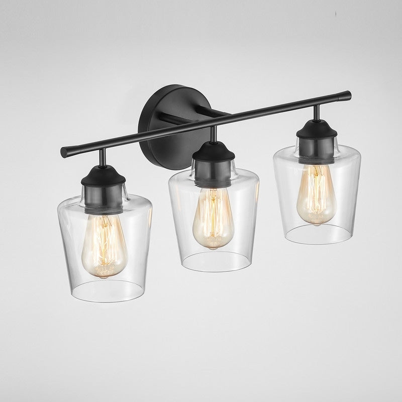 Applique de salle de bain KAWOTI à 3 lampes à intensité variable avec abat-jour en verre - L22 x l7 x H10,5