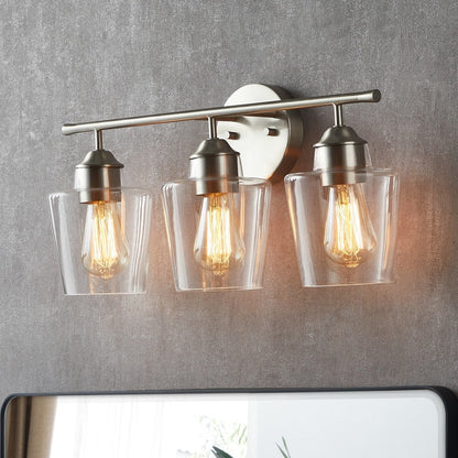 Applique de salle de bain KAWOTI à 3 lampes à intensité variable avec abat-jour en verre - L22 x l7 x H10,5