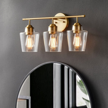 Applique de salle de bain KAWOTI à 3 lampes à intensité variable avec abat-jour en verre - L22 x l7 x H10,5